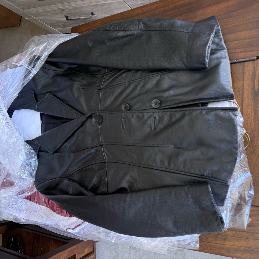 Vintage Wilsons Black Leather Motorcycle Jacket women Classic Moto Biker Coat - Picture 2 of 6